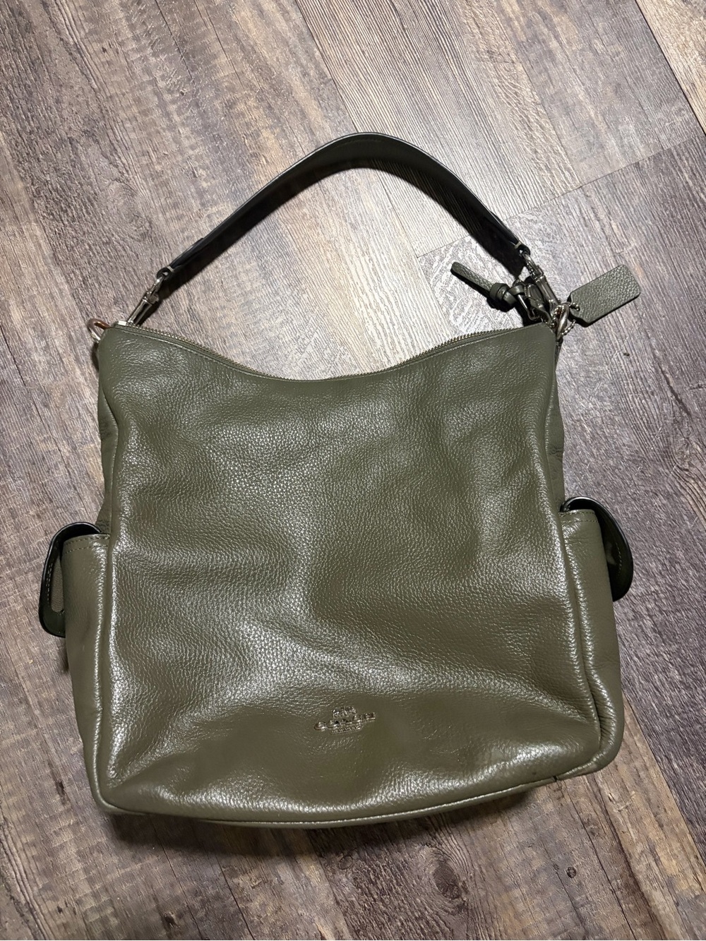 Coach Pebbled PennieLeather Bag in Olive Green